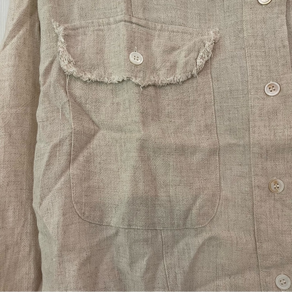 Umgee Linen Cotton blend Jacket Draw string hem. Button up light weight Size L - Picture 3 of 7